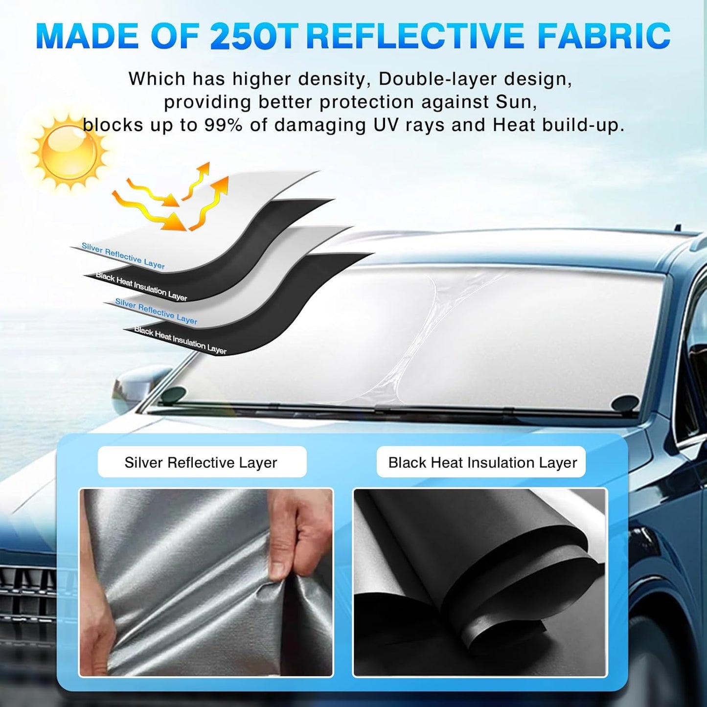 KUST Windshield Sun Shade for BMW X1 E84 Accessories 2011 2012 2013 2014 2015 Custom Fit Sunshade Foldable Sun Visor Protector Blocks UV Rays Keep Your Car Cooler