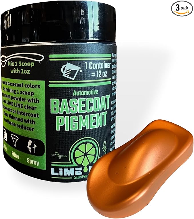 LiME LiNE Base Coat Maker Pigment Powder, Automotive Grade, Basecoat (Metallic Orange Pearl)