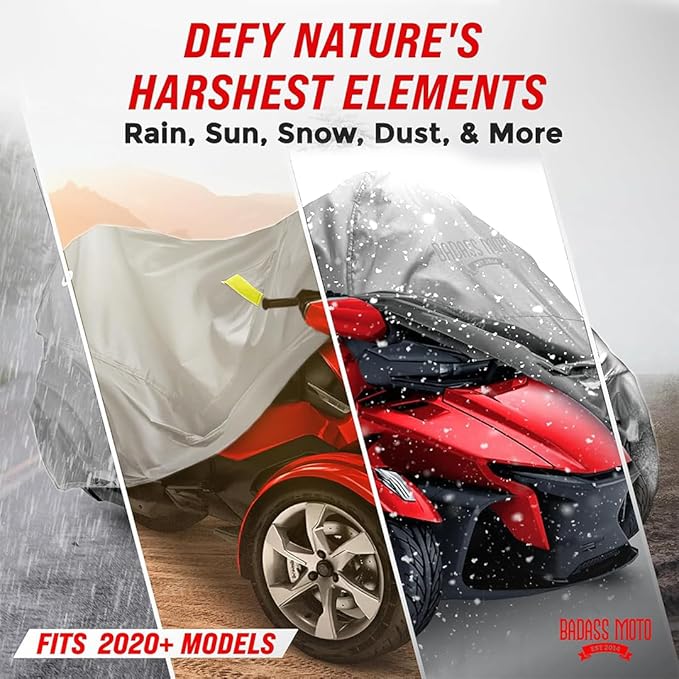Badass Moto Spyder Cover 2020-2025 Heavy Duty Can Am Spyder RT Limited Accessories Fits Can-Am RT Limited Motorcycle, Sea to Sky. Windproof, Waterproof. Premium Durability All Season Protection