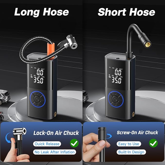 OlarHike Tire Inflator Portable Air Compressor,Smart Dual Hose System,160PSI Auto Air Pump for Car Tires,Gift for Drivers & Cyclists,Electric Car Accessories with LED Light & Digital Pressure Gauge