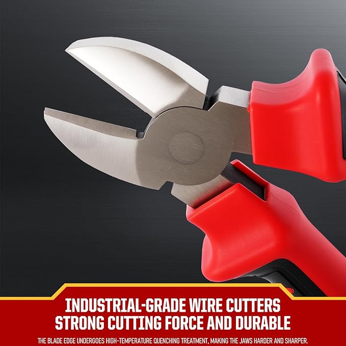 7" Diagonal Cutting Pliers, Heavy Duty Side Cutters, Wire Cutters For Electrical Appliance Repair, Cable, Electronic Production, Industrial Work, Fine Cutting, Model Making Comfort Grip