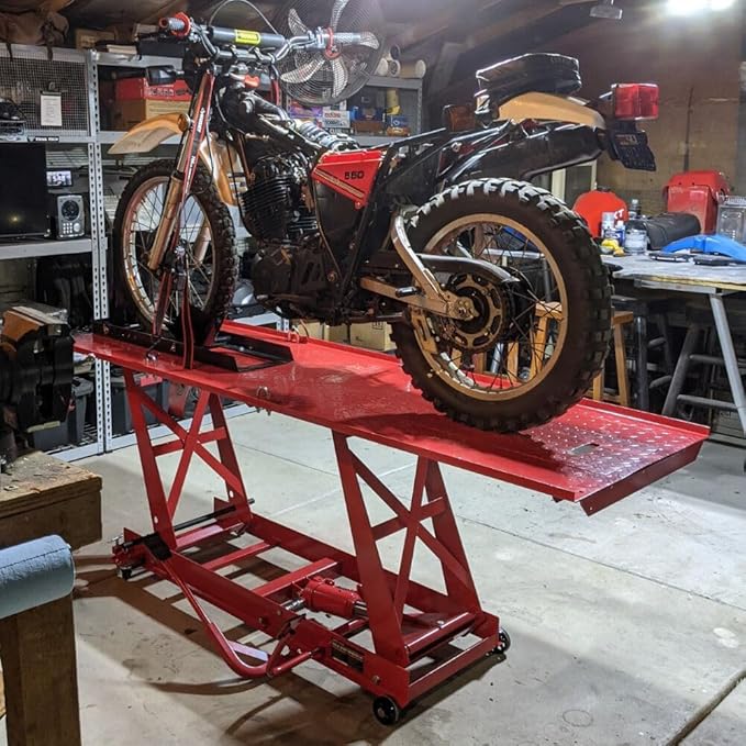 Hydraulic Motorcycle Lift, 1000 LB Capacity Lift Hoist Jack Stand, for Mechanics, Workshops, and Homes