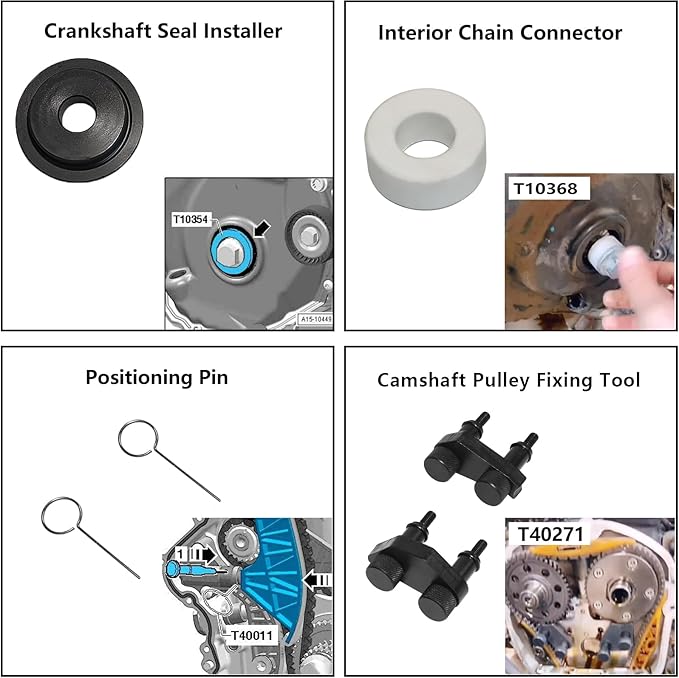 EA888 1.8 2.0 TSi TFSi Engine Camshaft Crankshaft Timing Tool with Camshaft Sliding Pieces Spacer Tool Compatible with VW Audi 2.0T T40191 T10352 T10368 T10354 T10060A T40011 T40098 T40267 T40271