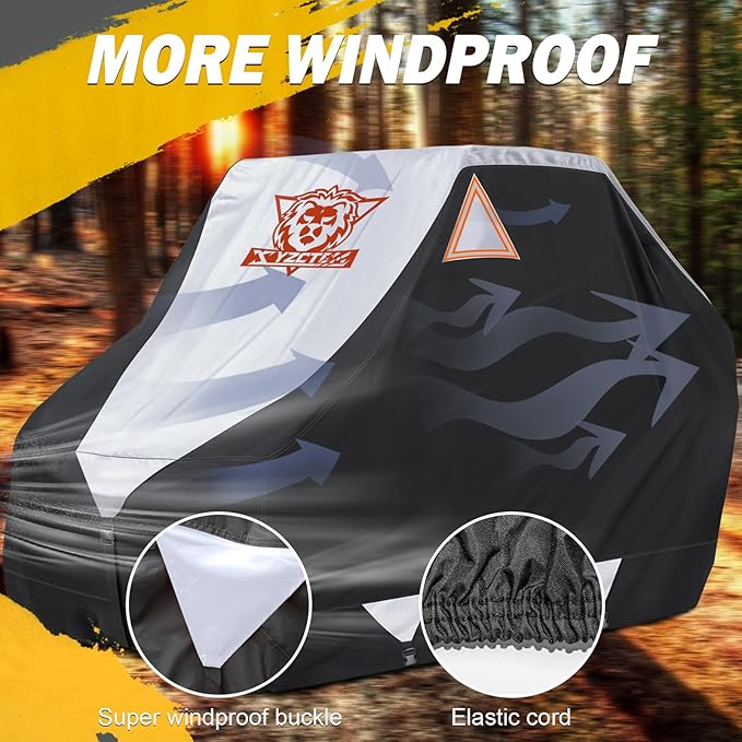 XYZCTEM UTV Cover,Outdoor Waterproof All-Weather Protection UTV Cover Compatible with Polaris RZR Can-Am Yamaha Honda Kawasaki Suzuki,and More.with Upgraded Windproof Straps(Silver,2-3 Seater Plus)