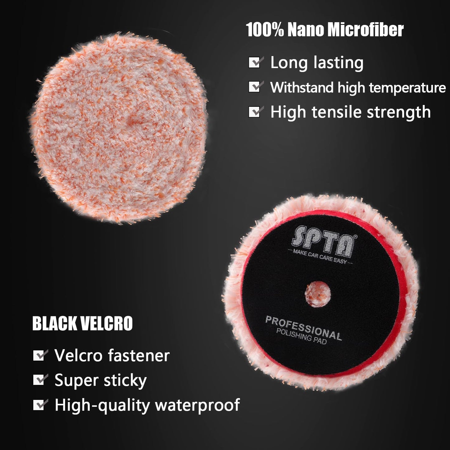 Buffing Polishing Pads, SPTA 6 Inch 150mm Body Repair Polishing Pad Set Made for 6 Inch Backing Plate, 6 Pcs Buffing Pads with Sponge, Wool and Micro-Fiber Pad Set for Car Detailing polishing Buffing