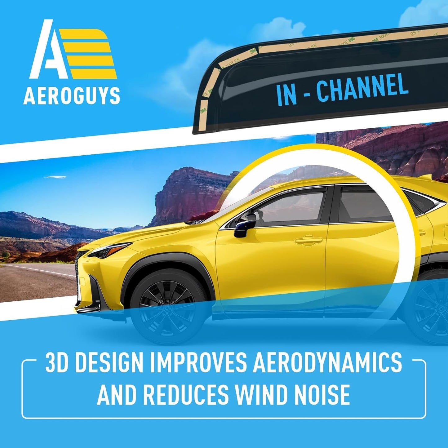 Extra Durable Window Deflectors in-Channel Window Visors Rain Guards Fit for NX 2022-2025, Sun Visors, Wind Vent for Shades, Exterior Car Accessories - 4 pcs. AG0861