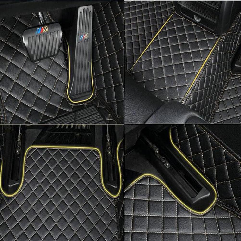 Car Floor Mats (Black Red Stripe, 3D) - Luxury Leather, Custom Fit for 99.9% Sedan SUV Sports, All-Weather, Waterproof, Non-Slip, Environmentally Friendly