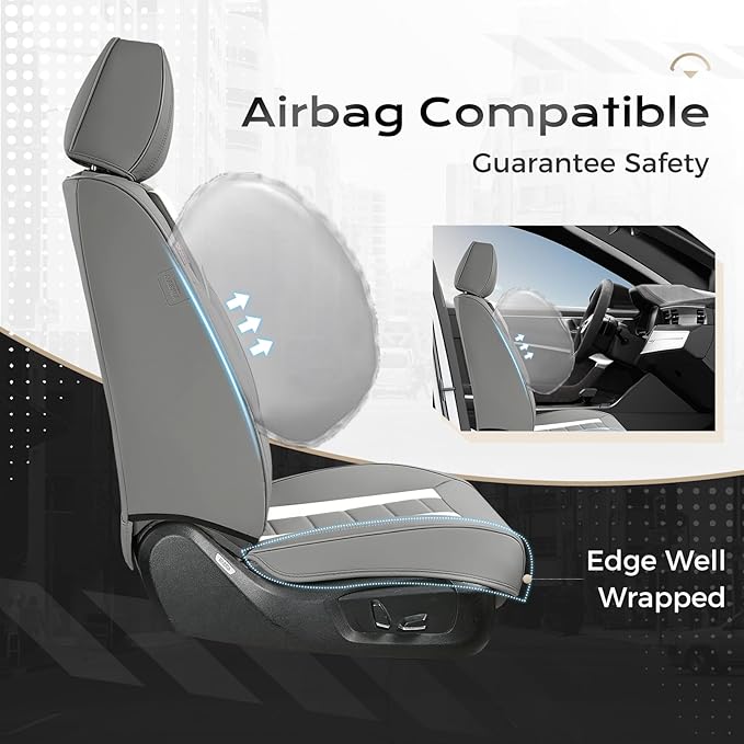 Coverado Car Seat Covers, Front Covers for Cars, Car Seat Cover Front Seats, Automotive Seat Cover, Waterproof, Leather Car Seat Cushion, Universal Interior Covers Seat Protectors for Most Cars