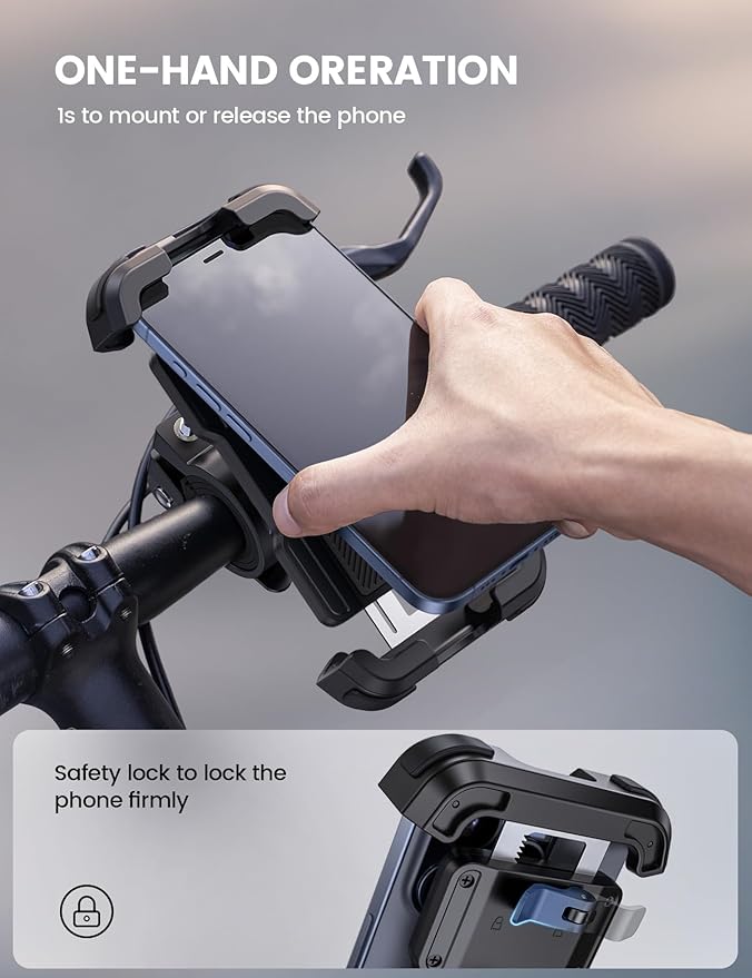Lamicall Bike Phone Mount Holder - Motorcycle Phone Mount, Adjustable Cell Phone Holder, Bicycle Scooter Handlebar Cradle Clip for iPhone Air 17 Pro Max/ 16 Plus, 15 Plus, iPhone 14 and 4.7-6.8" Phone