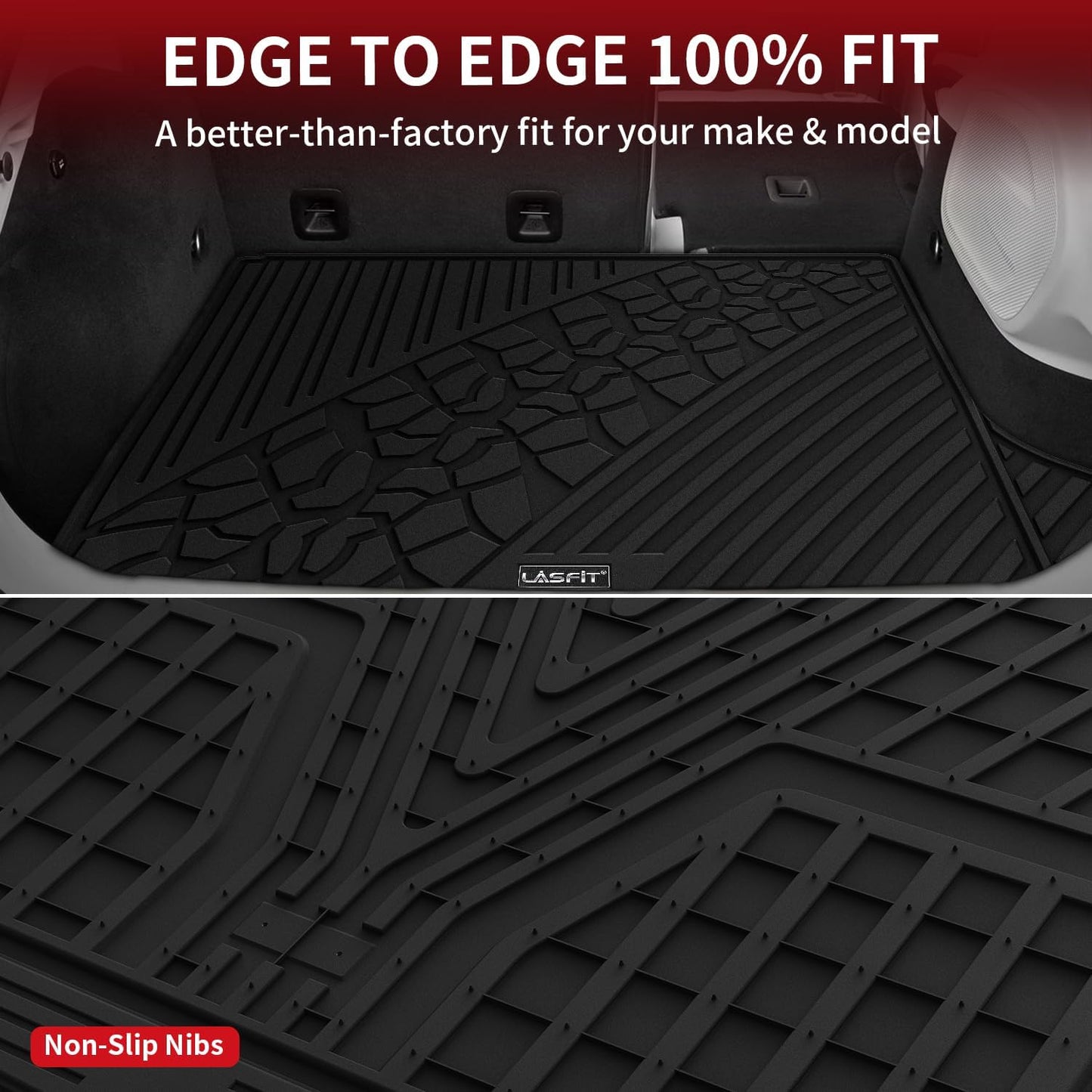 LASFIT Trunk Mat for Jeep Grand Cherokee 2022-2025 5-Seat (Include 4xe, NOT for L) All Weather TPE Custom Fit Cargo Mat Trunk Liner Cargo Liner, Black