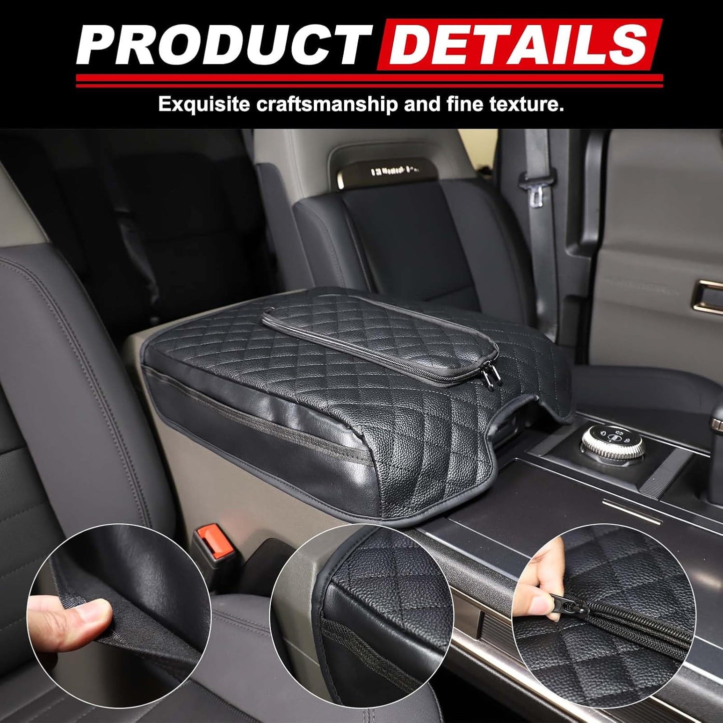 Upgraded Car Center Console Cover for Hummer EV Accessories Microfiber Leather Car Armrest Cover Cushion with Storage Bags Car Armrest Storage Box for Hummer EV Pickup SUV 2022-2024 2025+
