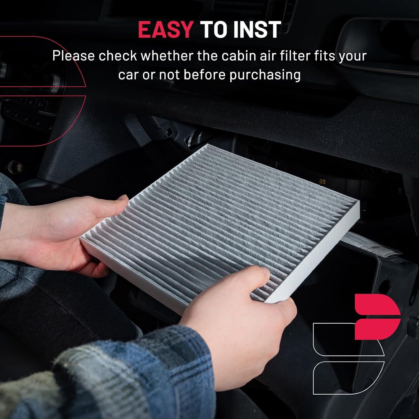 BDFHYK Cabin Air Filter with Activated Carbon Compatible with Nissan Quest, 2011-2017, Maxima/Murano 2009-2014, Altima 2007-2012, Replace# CF11173, 27277JA000
