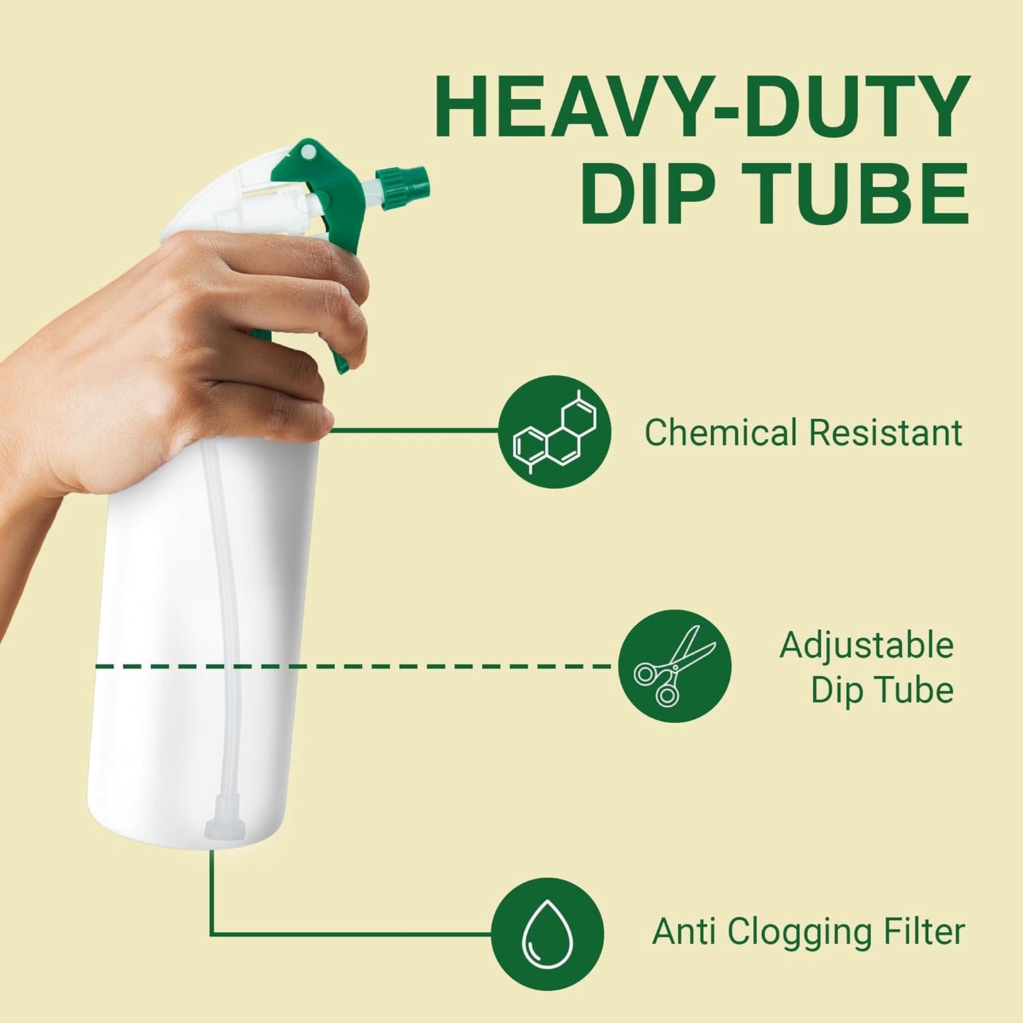 Spray Bottle Nozzle Replacement, Bottle Tops Only - Sprayer Nozzle Triggers for Heavy Duty, Commercial, Home Cleaning Solutions - Fits 8,16,24,32 oz Plastic & Glass Bottles, Green 13 pack