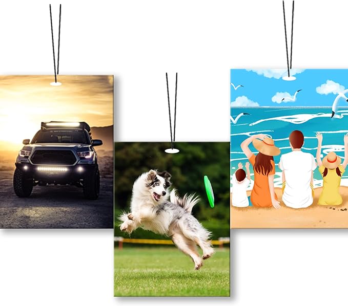 Custom Air Freshener for Car - Double Sided Photo Personalized Car Scents Air Freshener, Smell Air Fresheners With Picture for Wardrobe, Bathroom,Hanging Ornaments (Rectangle)