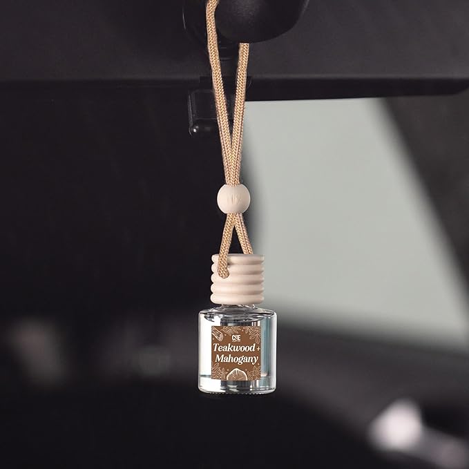CANDECraftCo Car Air Hanging Fragrance Oil, Car Auto Freshener for Essential Oils, Scents Fragrance Aromatherapy Automobile Diffuser, Long Lasting (Teakwood + Mahogany)