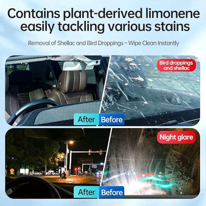 Glodway Car Glass Windshield Cleaner,Oil film Remover, Streak-Free Shine on Windows, Windshields, and Mirrors, Ammonia Free, for Auto and Home,4.58 OZ,2 Pack
