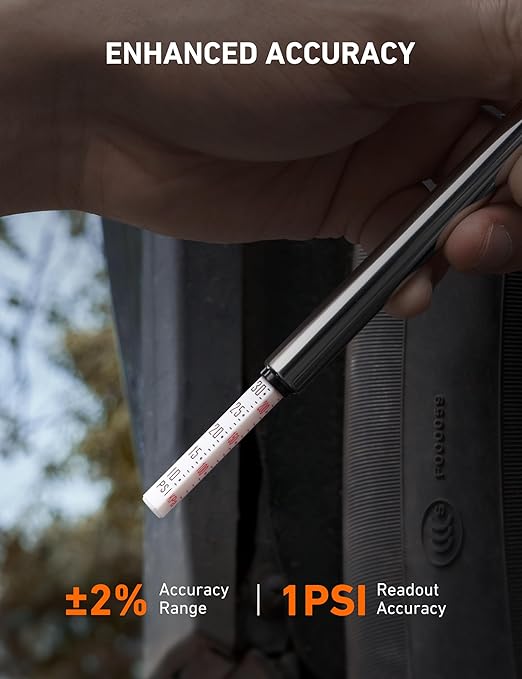 AstroAI Pencil Tire Pressure Gauge 2 Pack (10-75PSI, ±2% Span), Air Pressure Gauge for Tires, Stainless Steel Body, and Metal Made Nozzle 3 Measurements for Cars, Bikes, Vehicles