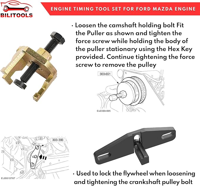 BILITOOLS 1.5 1.6 Ecoboost Engine Timing Tool Kit, Compatible with Ford Fiesta Fusion Mazda 1.4 1.6 1.8 2.0 Di/TDCi/TDDi 1.6 Ti-VCT 1.5/1.6 VVT 2.3L Equivalent to OEM No. 303-1097 303-1550 303-1556