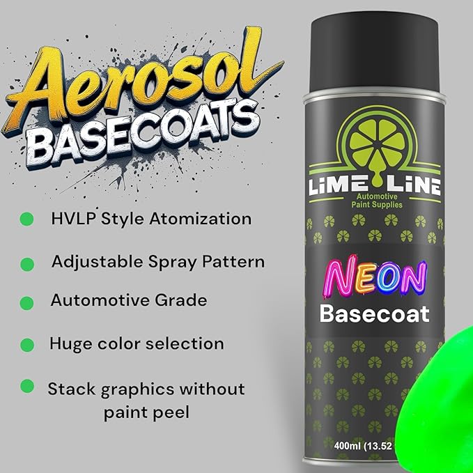 LiME LiNE Premium Automotive Basecoat Aerosol Spray Paint - Fast Drying- Custom Paint, Must Be Clearcoated! (Neon Purple)