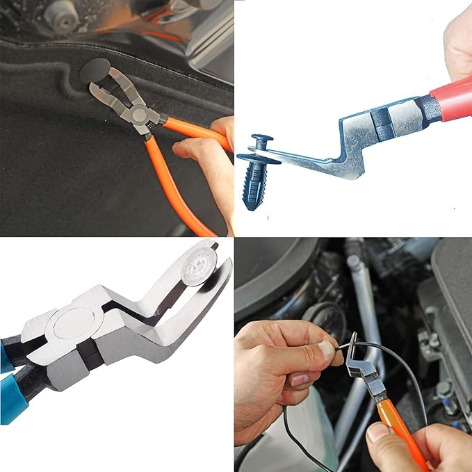Red Pliers Mutipurpose Diagonal Cutting Pliers Wire Flush Cutters Car Push Retainer Rivet Trim Clip Pry Puller Clips Panel Assortments Puller Auto Body Tools
