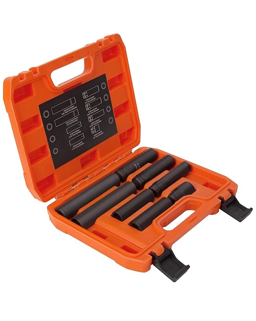 Spline Lug Nut Socket Set 8-Piece for Easy Removal of 5, 6, 7, 12-Spline, Hex and Spike Lug Nuts on Aftermarket Wheels, CR-V Steel