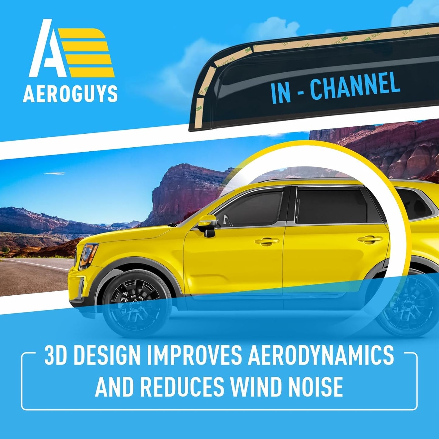 Extra Durable Window Deflectors in-Channel Window Visors Rain Guards Fit for Kia Telluride 2020-2025, Sun Visors, Wind Vent for Shades, Exterior Car Accessories - 4pcs. AG0770