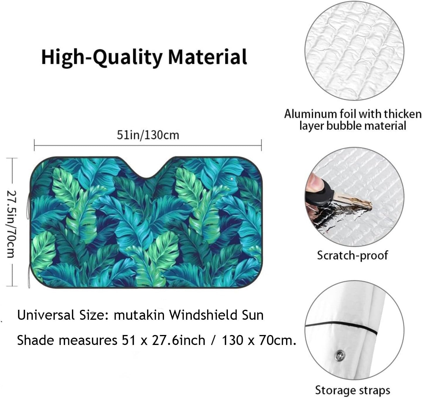 Tropical Leaves Car Windshield Sunshade Front Window Sun Visor Protector Foldable Shield Cover for Truck SUV