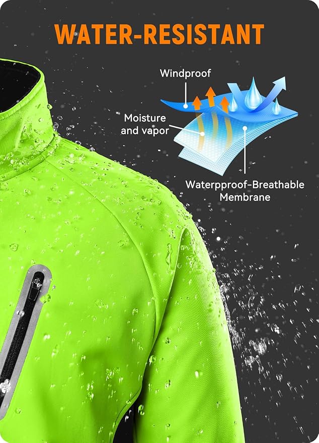 baleaf Men's Winter Cycling Jackets Water Resistant Thermal Running Softshell Jacket Warm Cold Weather Pockets