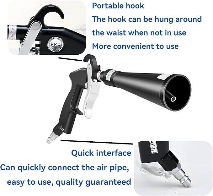 Youzon Tornado Car Cleaning Gun, Air Dryers, Blowers & Blades, Tornado Air Gun, Tornado Dry Cleaning Gun,Use with Air Compressor, Quickly Blowing Out Dirt (2 Nozzle)