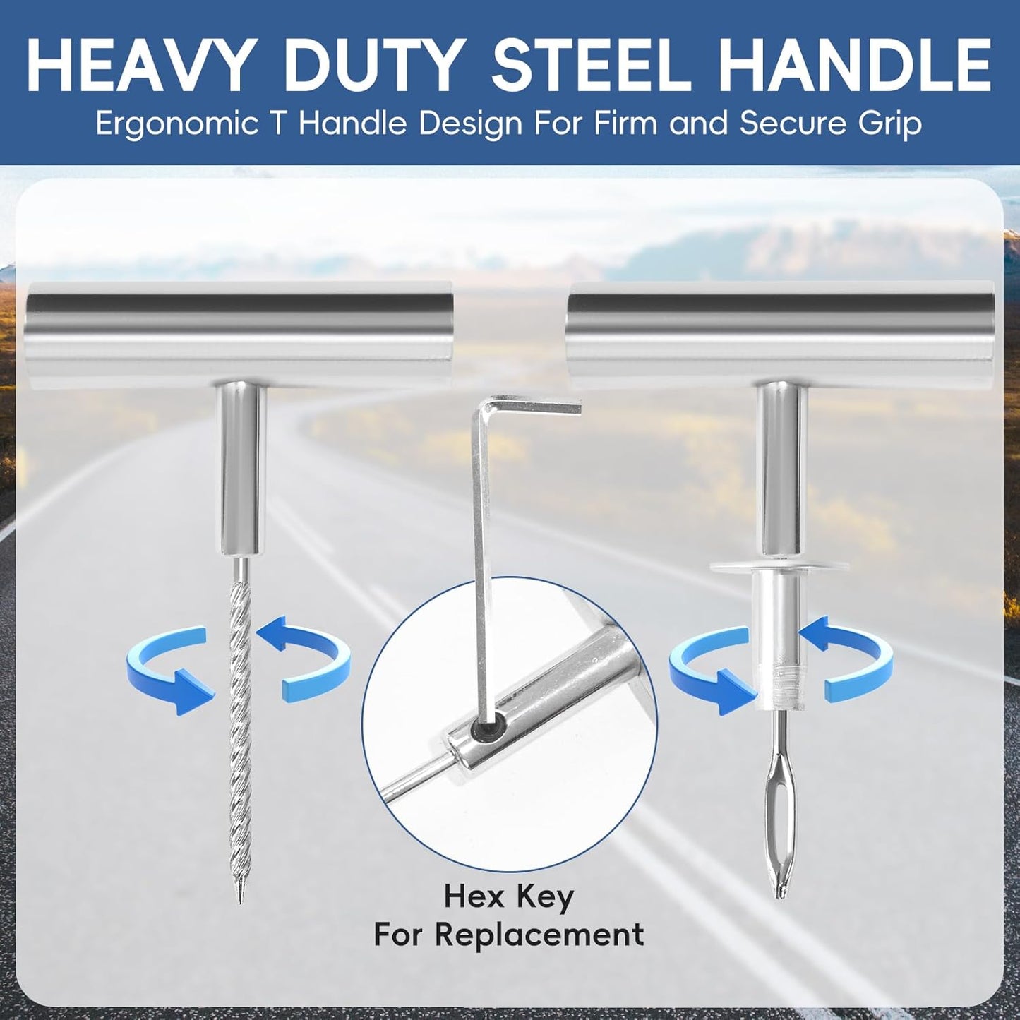 PINKJOY Tire Plug Kit with Plugs 36 Pcs for Car, Motorcycle, ATV, Jeep, Truck, Tractor Flat Tire Puncture Repair Tools