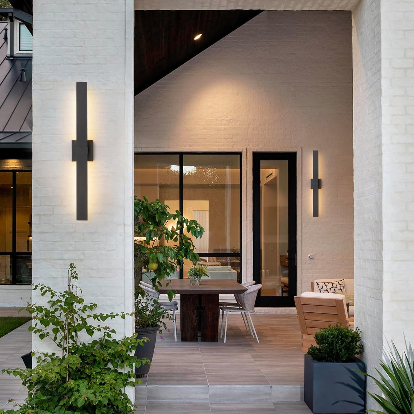 Black Modern LED Outdoor Wall Sconce 31.5" Long Outdoor Wall Lights Exterior Lighting Fixtures for House Porch Patio Garage Front Door, Easily Install Anywhere