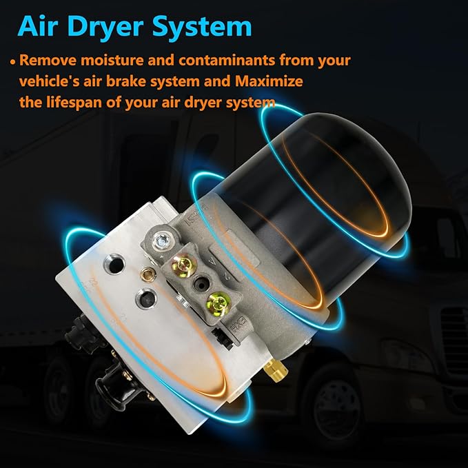 801266 Air Dryer Assembly 12V with Desiccant Cartridge Kit Fit for Kenworth Volvo Freightliner Columbia Peterbilt International Western Star Trucks Bus RV Tractors