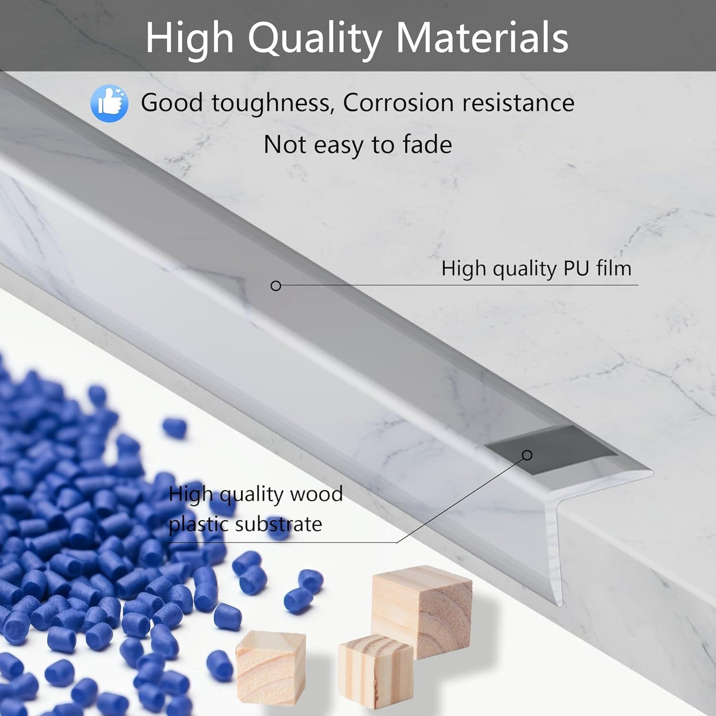 6 Pcs 49" Wall Corner Protector Trim, White Marble Grain Edge Strip for Door and Window Frames Mirror Trim Backsplash Tile Edge (White Marble)