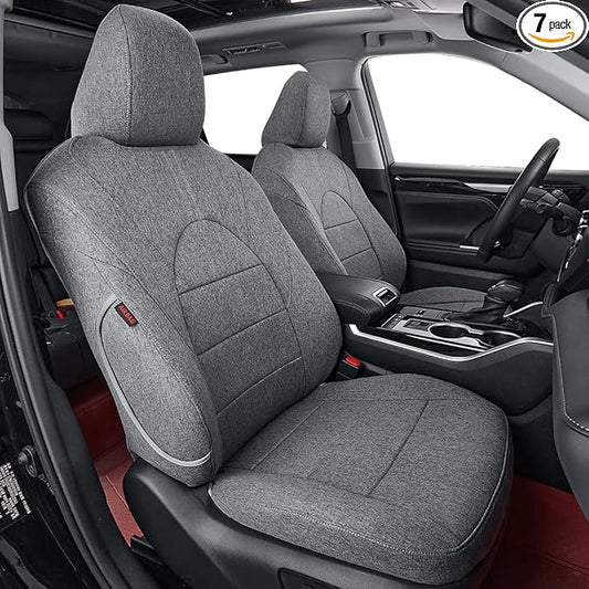 coverdream 4Runner Seat Covers Custom Fit for 2010-2024 Toyota 4Runner (7-Seater,3-Row),Full Coverage,Airbag Compatible Polyester Seat Protector(Full Set,Gray)