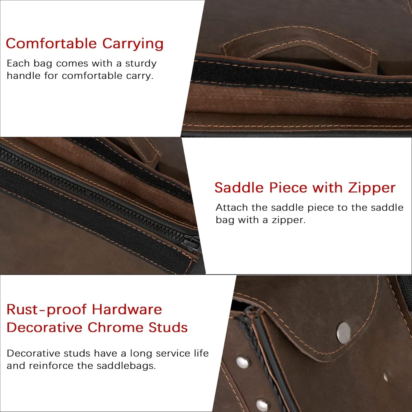 Dream Apparel Naked Cowhide Leather Motorcycle Saddle Bags Throw Over Saddlebags, Motorcycle Side Bags for Honda Shadow Sportster Softail Dyna V-star (Brown, No Studs)