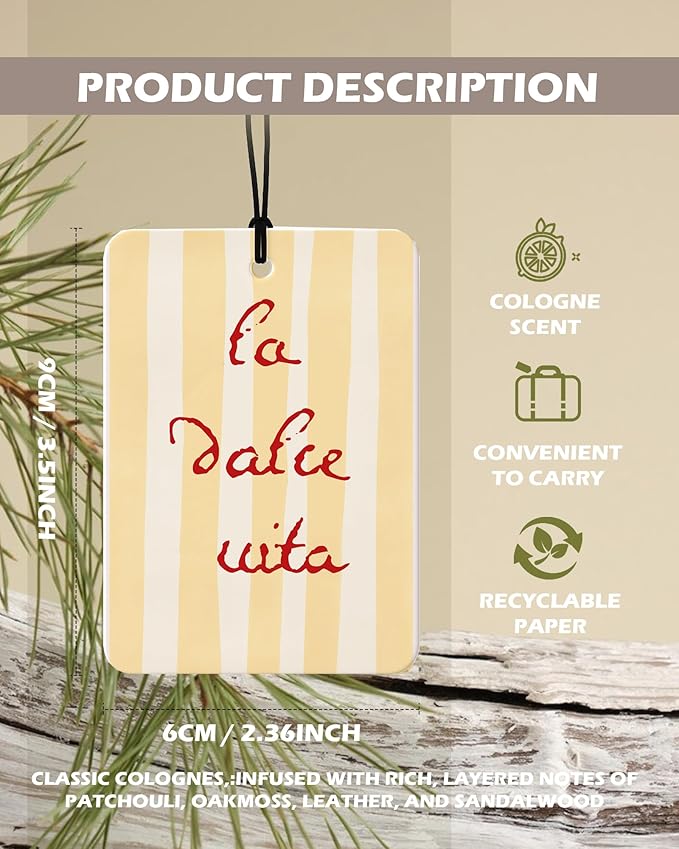 Vintage Beach Bar Cologne Car Air Freshener 4 Pcs, Preppy Coastal Beachy Hanging Air Freshener for Cars Bathroom Dorm Books Decor, Retro Beach Accessories Gifts for Women Girls