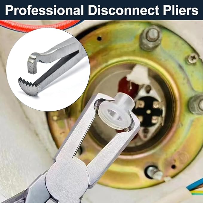Electrical Disconnect Pliers,Electrical Connector Pliers for Cars,Fuel Line Petrol Clip Pipe, Automotive Hose Disconnect Tools for Push Tab Style Plugs (1*Black60°+1*Black straight)