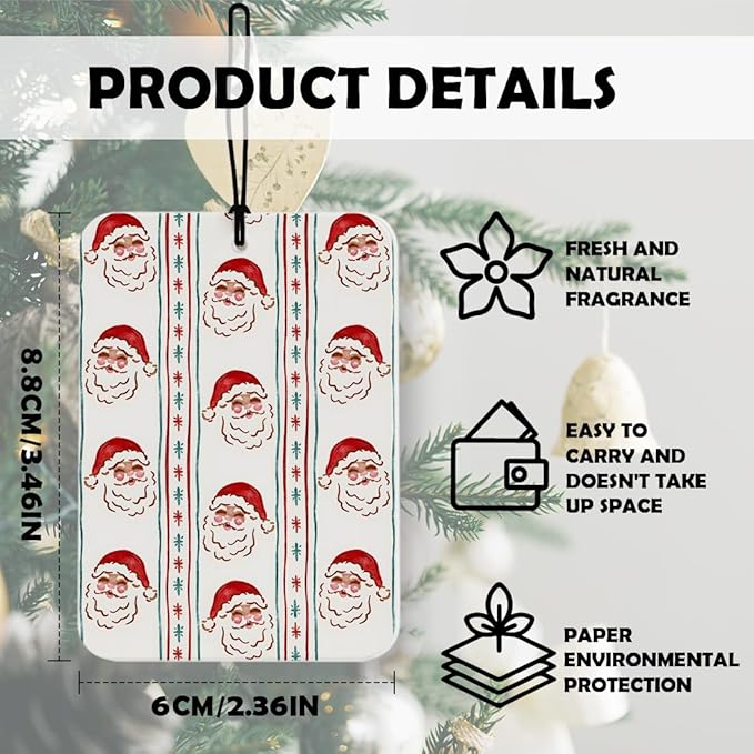 Red and Green Christmas Car Air Freshener 4 Pcs, Coquette Red Bow Christmas Tree Reindeer Santa Candy Bear Air Freshener Hanging Decor for Cars Closet Drawer Books Accessories Gifts
