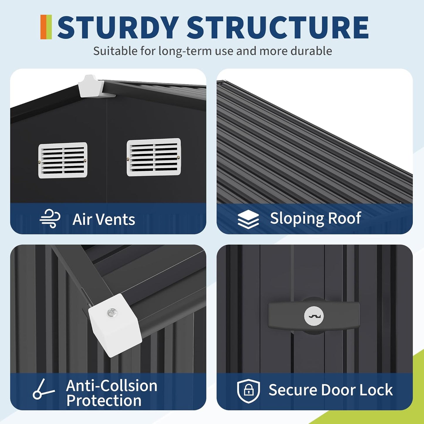 8x10 FT Metal Storage Sheds Outdoor with Floor, Metal ToolShed with Lockable Door, Metals Yard Sheds Metals Garden Shed Kit, MetalUtility Sheds Buildings with Air Vent for Backyard Garden Patio Lawn