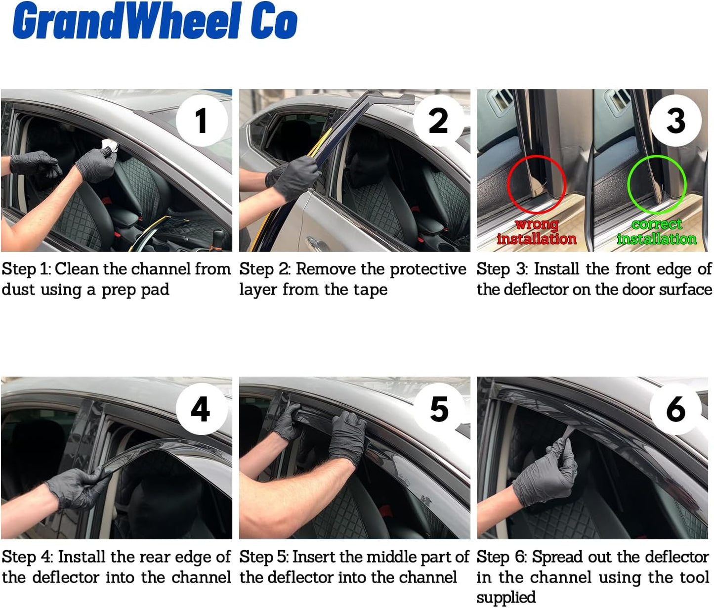 GrandWheel Co Smoke Tinted in-Channel Side Window Vent Visor Deflectors Rain Guards Compatible with Traverse 2018-2023 - 4pcs. GW0556