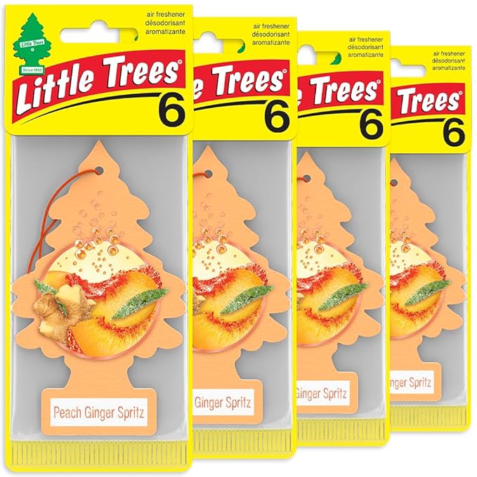 LITTLE TREES Car Air Freshener | Hanging Tree Provides Long Lasting Scent for Auto and Home | Peach Ginger Spritz, 24 Air Fresheners