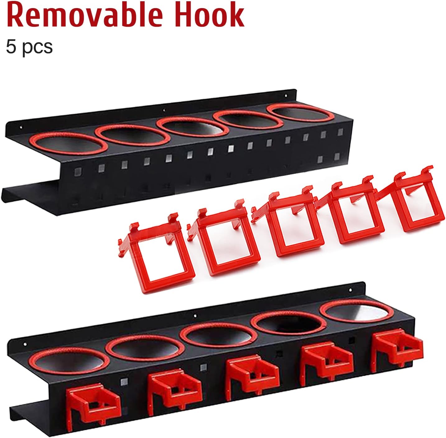 Spray Bottle Holder Wall Mount,Storage Rack 5 Holes,7Hooks Organizer Abrasive Material,Hanging Rail Cleaning Detailing Tools Hanger,Car Beauty Shop Accessory Display Auto