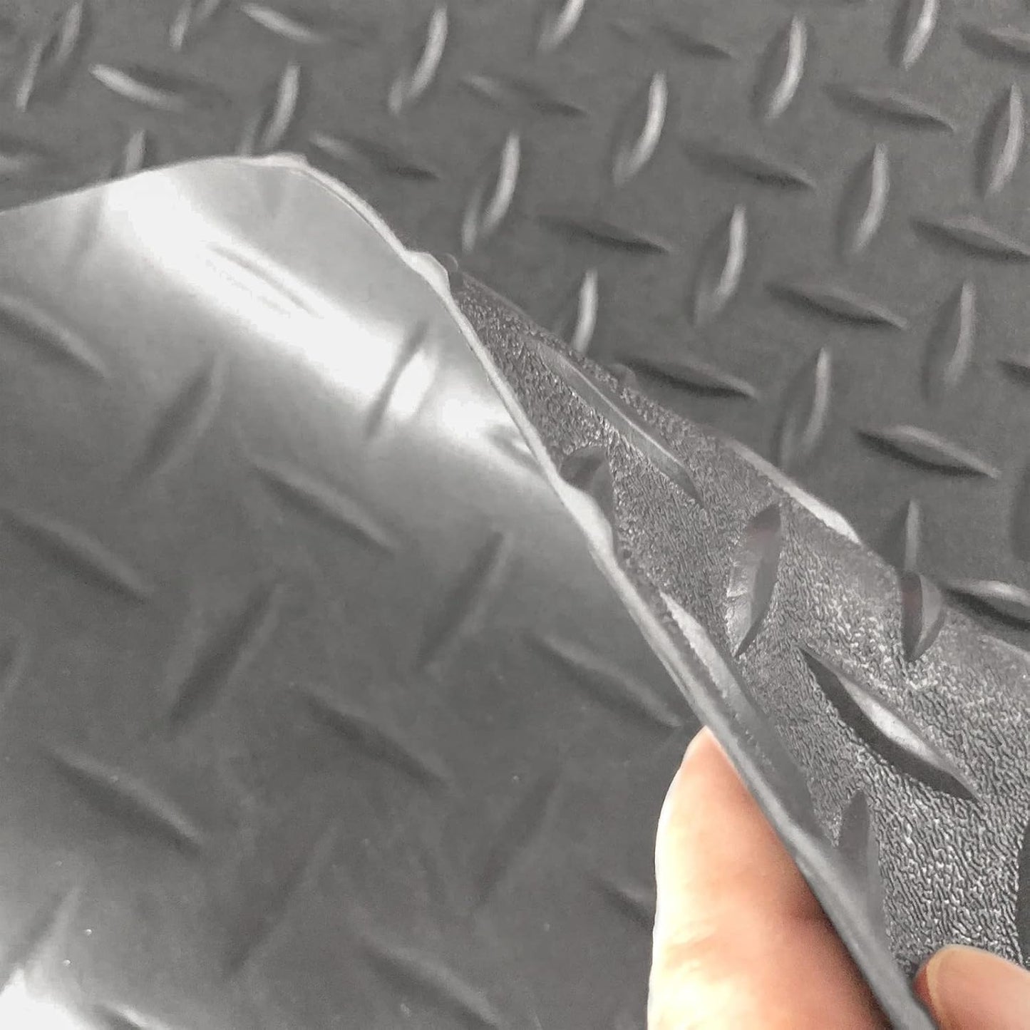 Boshen 7.5Ft x 17Ft Rubber Flooring Mats 2.9mm Thickened Diamond Plate Flooring Roll 127.5sqft Rubber Trailer Garage Floor Mats Non-Slip Floor Protector Mat for Garage Warehouse Gym Basement-Gray