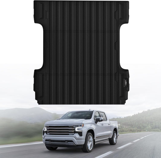 LASFIT Truck Bed Mat 2007-2018 (Only Fit 5.8 FT Bed, Not Fit 6.5FT/8.1FT Bed) for Chevrolet Silverado/GMC Sierra 1500, All Weather TPE Custom Fit Bed Liner, 2007 New Body Only, 1PC Black