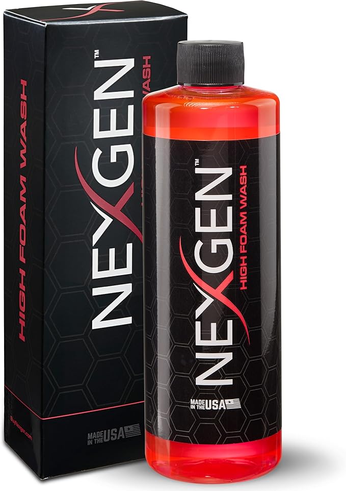 Nexgen High Foam Car Wash (16oz) - Professional-Grade, pH-Balanced car soap for Spotless Shine - On-the-Go Car Detailing - Car Cleaning Supplies - Safe for Coated, Waxed & Sealed Finishes