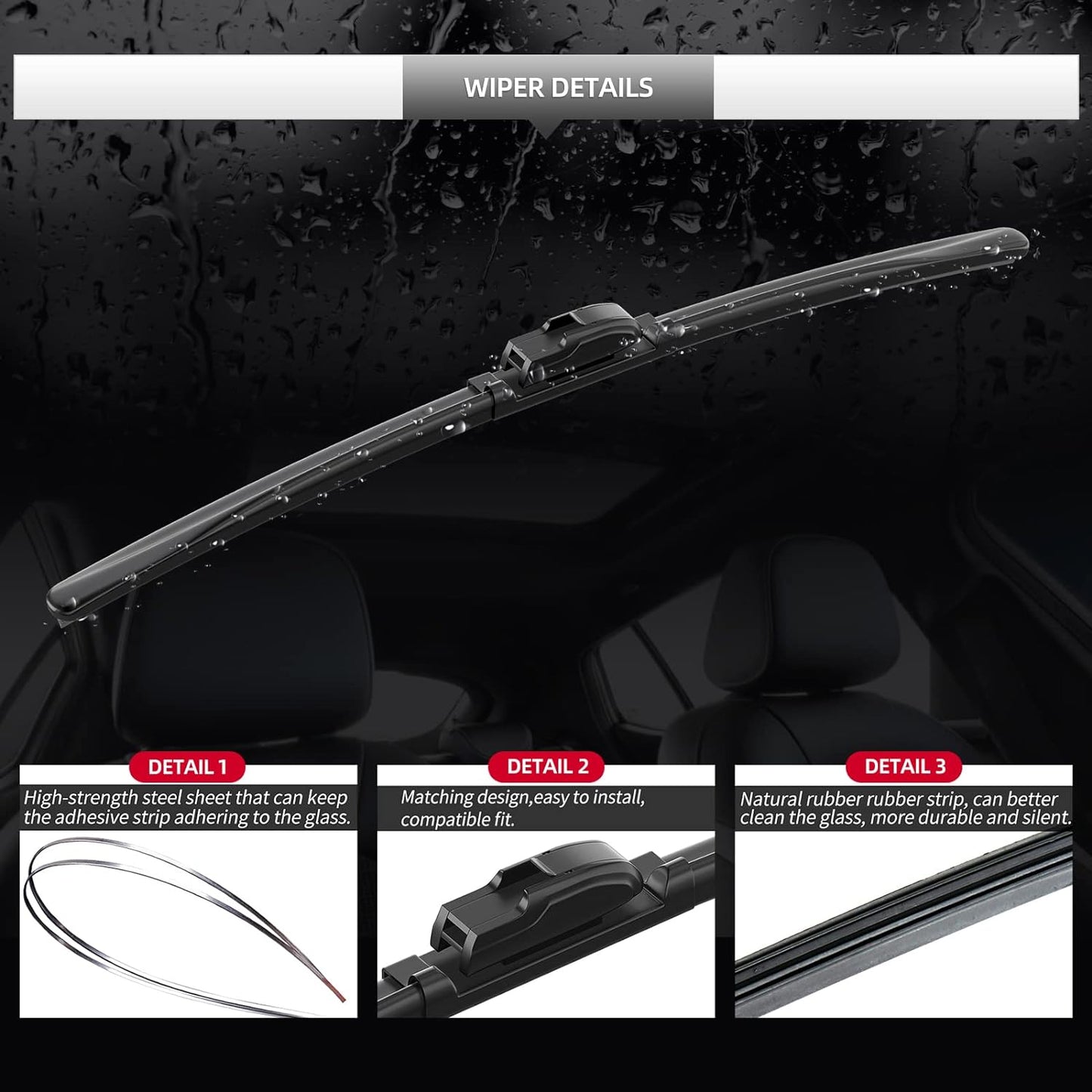 Replacement for BMW X6 2014-2019 Windshield Wiper Blades, 3 Pieces of Car Front and Rear Window Wiper Blades for BMW X6 2014 2015 2016 2017 2018 2019