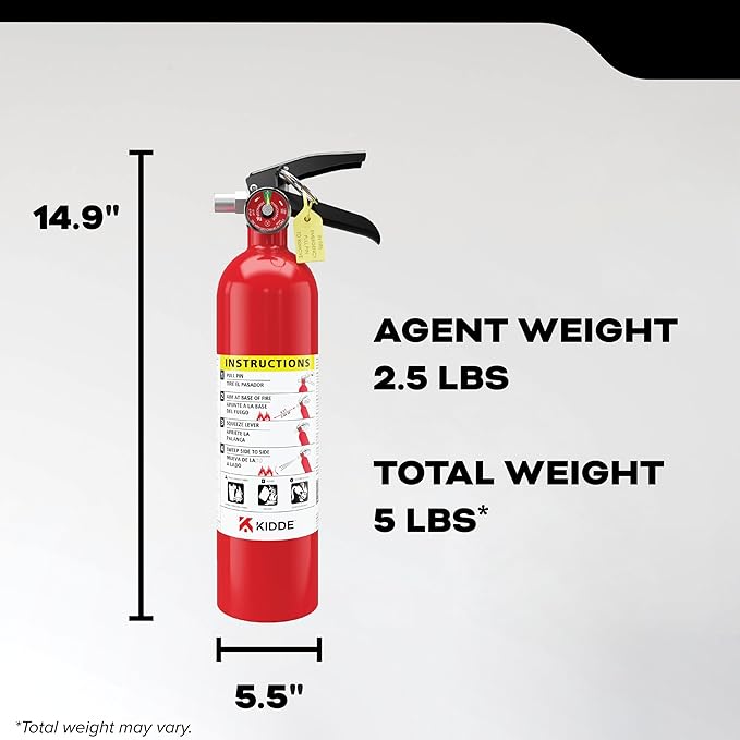 Kidde Commercial-Grade Fire Extinguisher for Office, Schools, Rechargeable 1A10BC