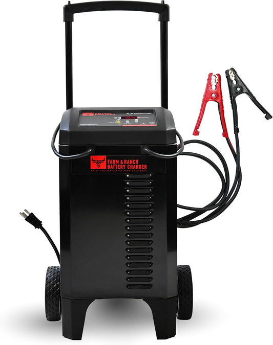 Schumacher Electric Farm and Ranch Wheeled 6A Charger and 250A Engine Starter, 4-in-1 Solution for 6V/12V Batteries, Maintainer, 50A Boost, FR01336, For Power Sport, Automotive, and Marine Batteries