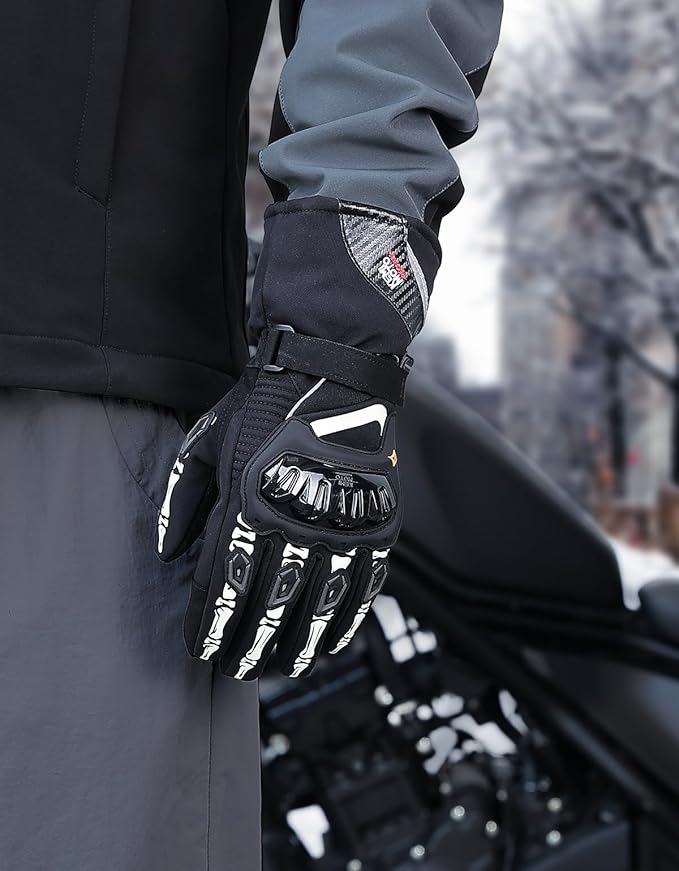 KEMIMOTO Winter Motorcycle Gloves, Rainproof Riding Warm Gloves with Touchscreen for Motorcycle Riding, ATV, UTV, Snowmobile Glow-in-The-Dark Green M