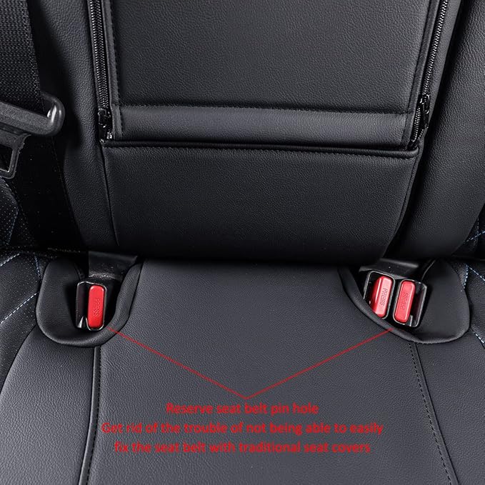 EKR Rav4 Seat Covers Custom Fit for Toyota Rav4 (for Hybrid) 2019-2025 LE,XLE,XLE Premium,Limited,Woodland Edition, Leather Truck Seat Cover Full Set for SUV,Faux Leather(Black with Blue Piping)